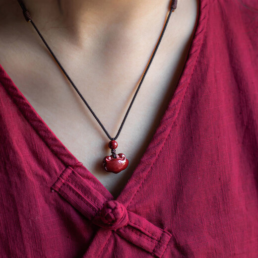 Freedom to say cinnabar pendant amulet birth year transfer beads safe and happy children's lock necklace girl wife birthday gift cinnabar pendant bow gift box