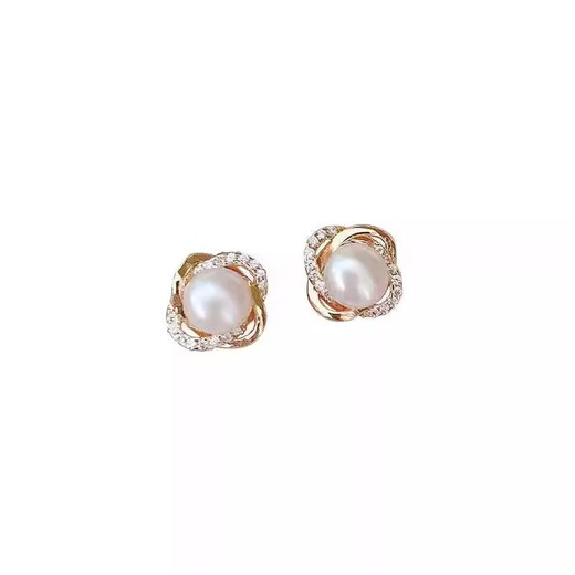 Qi Xiaomi Korean version versatile imitation pearl earrings for women retro simple French four-leaf clover earrings elegant temperament high-end earrings four-leaf clover earrings