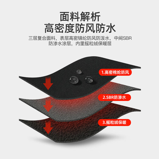 Di Zitu Cycling Gloves Winter Takeaway Fishing Gloves Leaking Two Fingers Outdoor Windproof Zipper Touch Screen Men's Protective Warmth Plus Velvet Thickened Gloves Black XL Code