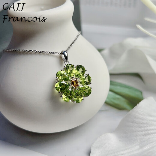 CAJJ Francois 6.0 carat peridot pendant for women, natural colored gemstone, jewelry gem 925 silver inlay, peridot pendant