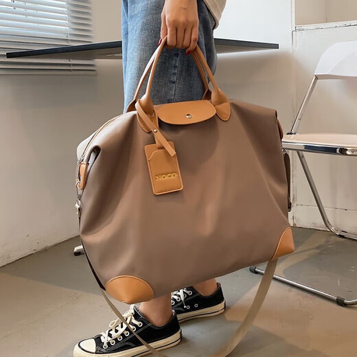 茉詺旅行收纳包防水牛津布健身包出差短途行李包单肩斜跨大容量运动包 健身旅行包【卡其】