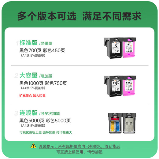 Lingyin geeignet für HP 61XL Tintenpatrone Deskjet 1050 1010 1000 1510 1511 2050 Drucker [450 Seiten] Standardversion von Color Ink Patrone