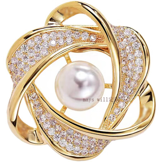 Mays Will silk scarf button brooch multi-purpose exquisite women's shawl corsage pin corner knotted button hem A style gold