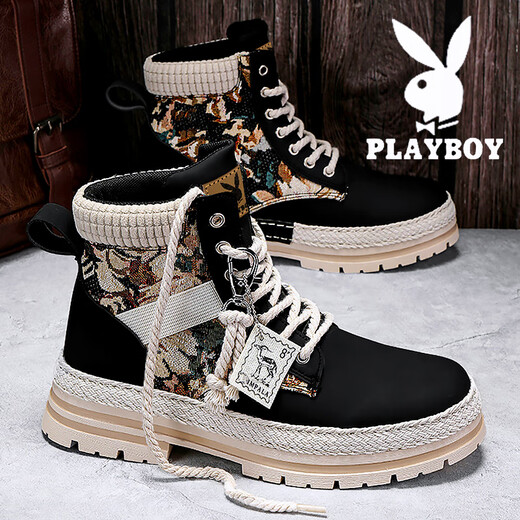 
Playboy Martin Boots Men's Boots 2025 New Cotton Shoes Autumn and Winter Men's Shoes High Top Snow Boots Men's Fleece Thickened Warm Boots Black CPL1255128 42