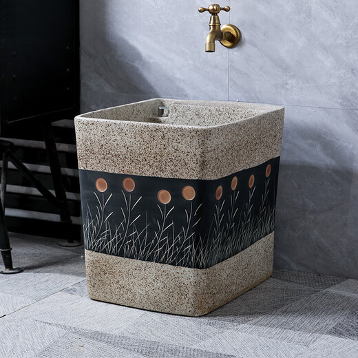 TVboop sunflower mop pool outdoor courtyard ceramic mop pool home balcony bathroom square wash mop pool mop pool three-piece set B