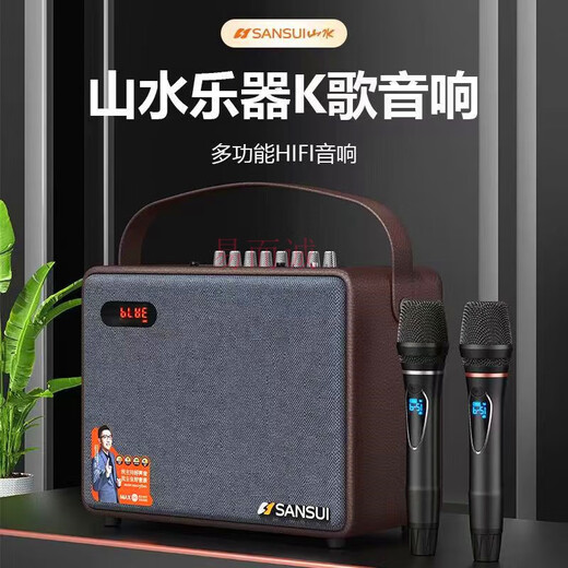 Shanshui SS902 Square Dance Bluetooth High Power Speaker Live Broadcast Sound Card Musical Instrument Playing and Singing Karaoke Outdoor Audio SS902 Dual Microphone