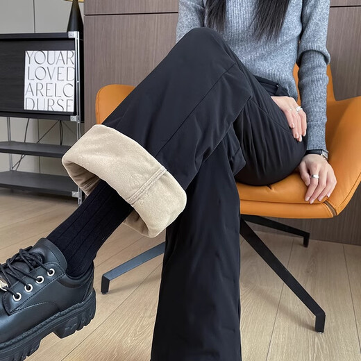 Duojie World Waterproof Micro-Large Down Pants Women's Winter Outerwear 2025 New Northeastern - 40 Degrees Extreme Cold Plus Velvet Thickened Cotton Pants Apricot S (95Jin Jin is equal to 0.5kg, choose below)