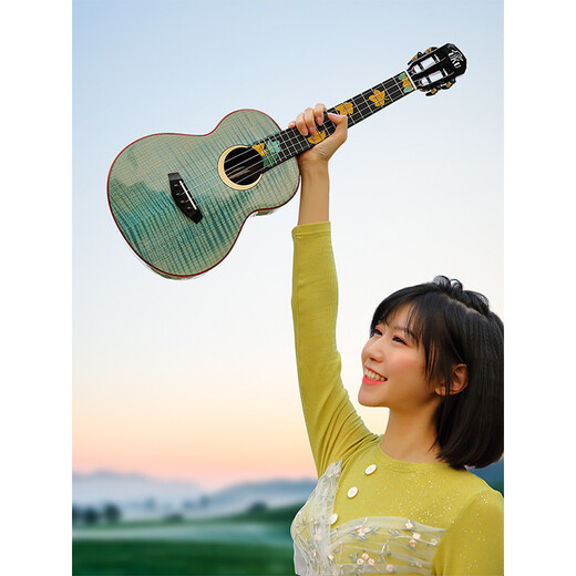 UKUuku尤克里里全单初学者小吉他26寸乌克丽丽ukulele叶知春夏秋冬 26英寸 叶知夏枫木全单圆角电箱