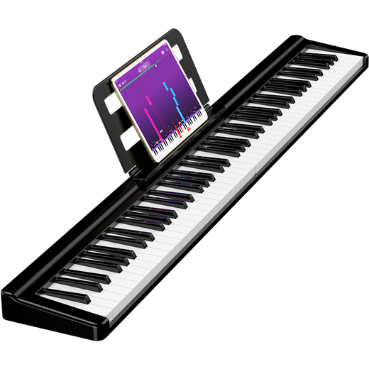 Terrence electronic keyboard 88-key folding piano for adults and children, beginner electric piano keyboard teaching instrument V10 portable piano, elegant black + original piano bag + Z-shaped piano stand