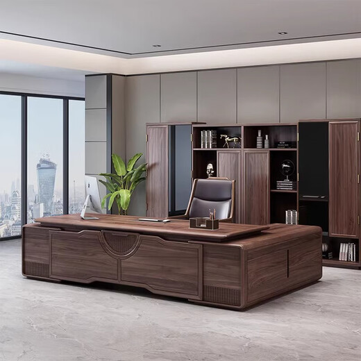 Ningqiu Luoge (NICHLORT) new Chinese style boss desk chairman manager high-end solid wood office desk and chair combination file bookcase ebony wood 3.6 meter bookcase ebony wood