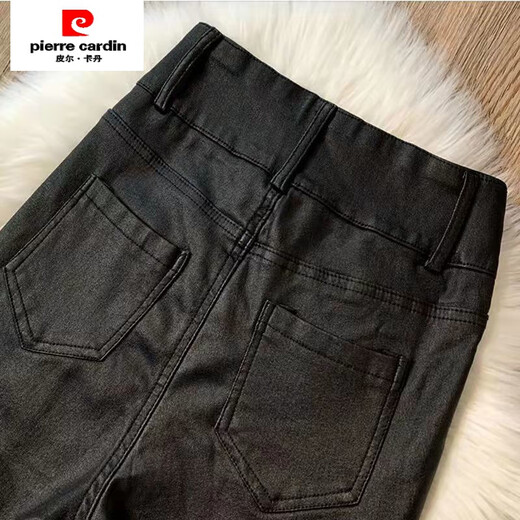 皮尔卡丹（pierre cardin）加绒显瘦时髦拉链机车仿皮裤女冬新款韩版高腰修身百搭小脚裤 腿拉链皮裤【9928款】 加绒 S 【80-95斤】卡码往大拍