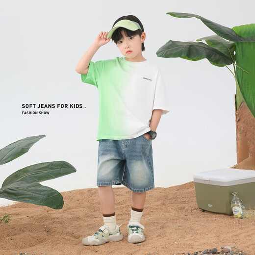 Zuoxi Boys Shorts Jeans infantiles 2025 Nuevo estilo Mid-Large Summer de verano Pantalones de cinco puntos Color 130