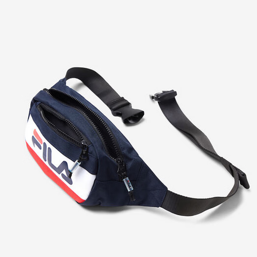 FILA waist bag chest bag for men and women couples shoulder crossbody bag fashion simple LOGO travel sports leisure versatile shopping bag 410 PEACOAT blue/white/red one size one size