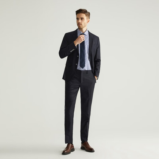 HECHTER Suit Shopping Mall Same Style Business Formal Men's 100% Wool Suit DX11601 Dark Sapphire Blue (Top) 52