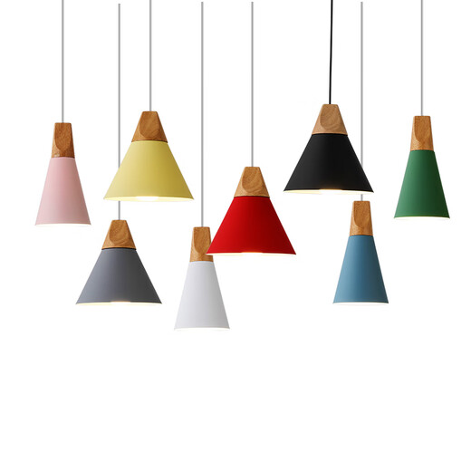 Yilin simple fashion macaron color lamps Nordic restaurant cafe clothing store shopping mall lighting solid wood chandelier P606-A white