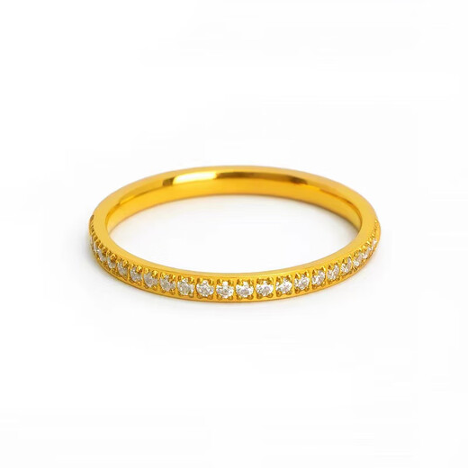 Fat Donglai's same style rose gold ring with row of diamonds for women 18k gold plated design niche fashion personalized color gold rose gold US size 9