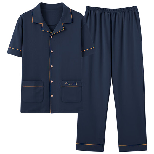 BSTB [extra large size] 7XL super large cotton trousers half-sleeved pajamas for men summer fat man plus fat plus size 300 Jin [Jin equals 0.5 kg] fat black HD12004 short-sleeved trousers suit 4XL150-180 Jin [Jin equals 0.5 kg]