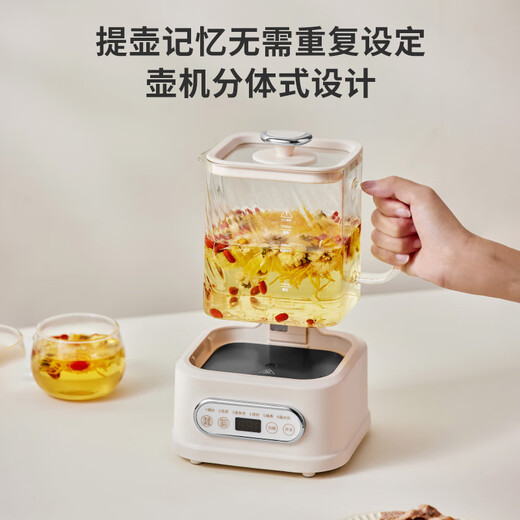 BASSENS Bassen small square stew all-glass health pot teapot 1L kettle integrated thermostatic pot mother and baby grade material mini tea boiler office water boiling BS-D1PLUS-DZHS