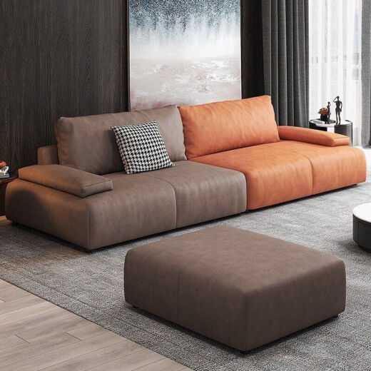 Gemusi Italian minimalist technology cloth sofa small apartment combination home light luxury Internet celebrity style ins style straight row wash-free sofa other colors [contact customer service] 220cm three-seater [sponge style]