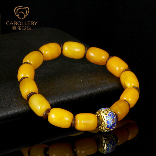 Jiale counter brand beeswax bracelet for men and women, old beeswax barrel bead bracelet with enamel jewelry birthday gift, about 10 grams, hand circumference about 15-16cm