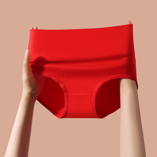 Langsha zodiac year underwear for women, pure cotton, high waist, belly control, festive wedding socks, Year of the Horse, Qi Ji red ladies briefs