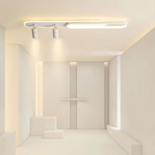 Yaotian Corridor Aisle Light Rectangular LED Ceiling Light Modern Simple Study Entrance Light Balcony Strip Light Black and White 120CM+2 Spotlights 10x5cm Aluminum - Neutral Light