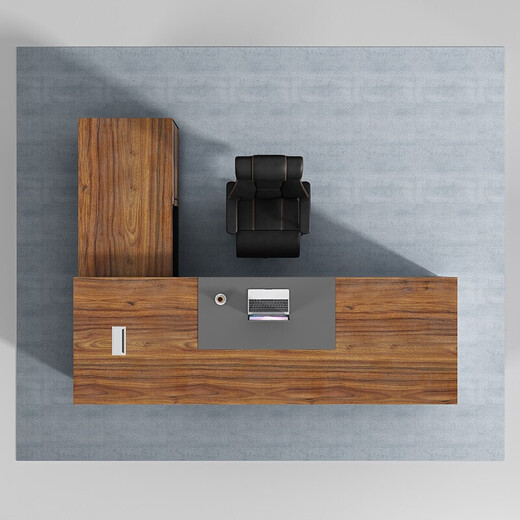 Checked Wood Checked Wood Boss Desk Office Modern Fashion Simple Supervisor Desk Manager Desk Large President Desk and Chair File Cabinet Walnut Color 1.8 Meter Boss Desk + Reclining Boss Chair