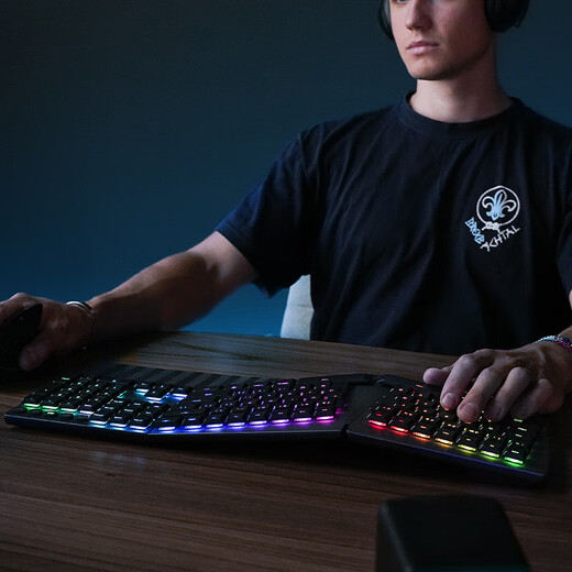 Perixxpb835 Wireless Bluetooth RGB Luminous Backlight Ergonomische mechanische Tastatur USB Wired Laptop Office Tastatur Dual System Mac verfügbarer roter Achse Vier-Modi (USB Wired + 2,4g + Bluetooth 1 + Bluetooth 2)