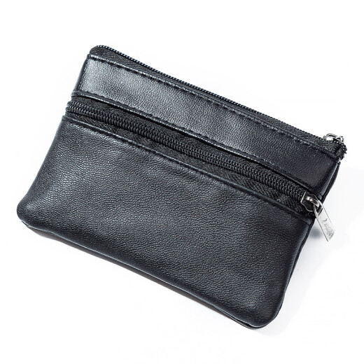 Men's Mini Coin Purse Simple Short Small Wallet Men's Zipper Coin Bag Key Bag Women's Card Holder ZJ Black Single Pull