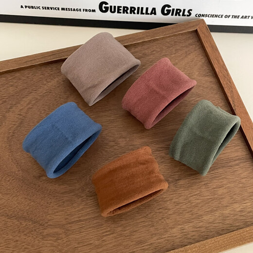 Jisenjia Hair Rope Women's Hair Tie High Elasticity Soft Mask Hair Tie Simple High Ponytail Hair Rope Extra Wide Seamless Rubber Band Hair Accessory Glossy Korean Style 5-piece Set