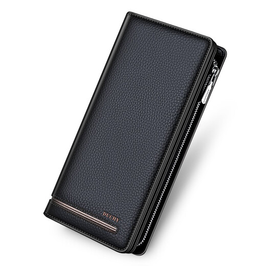 帝驰帝驰 真皮多卡位男士卡包头层牛皮银行卡包男长款钱包男士钱包  黑色+【配专柜礼盒礼袋】