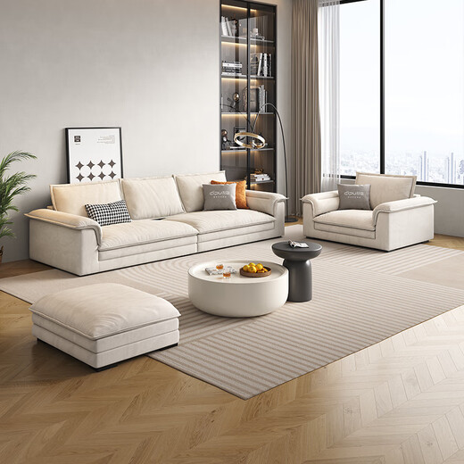 Dipu Cream Style Technology Sofá Sala de estar Sala de estar simple Pequeño apartamento extra grande Sit Deep Direct Cat Crack Sailboat 671 Sofá 2.4M LM Cat Crack + 4cm Látex natural