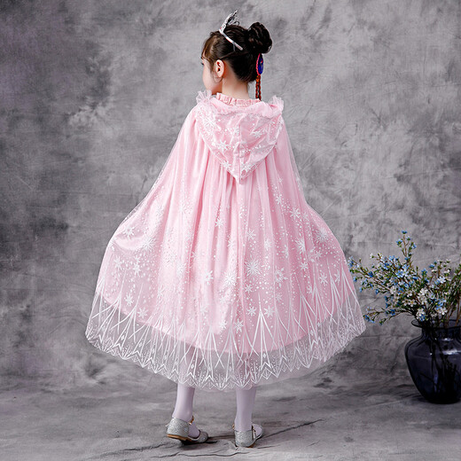 
Bear Elf (xiaoxiongjingling) Children's Cloak Spring and Autumn Girl Princess Aisha Cloak Hooded Jacket Long Baby Outing Shawl Frozen PJ9893 Pink Fleece Cloak S S (recommended height is about 90-120)