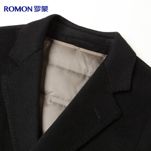 Romon long knee-length woolen coat for men in autumn and winter slim fit removable 90% down lining windbreaker jacket for men
