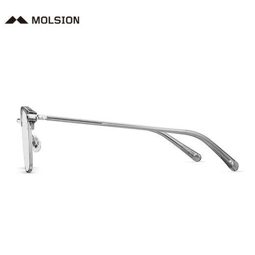 MOLSION陌森眉架眼镜架肖战同款男女眼镜框可配度数防蓝光眼镜MJ6180 B16银色|透灰【肖战同款】 框+陌森防蓝光1.67片(800度内)