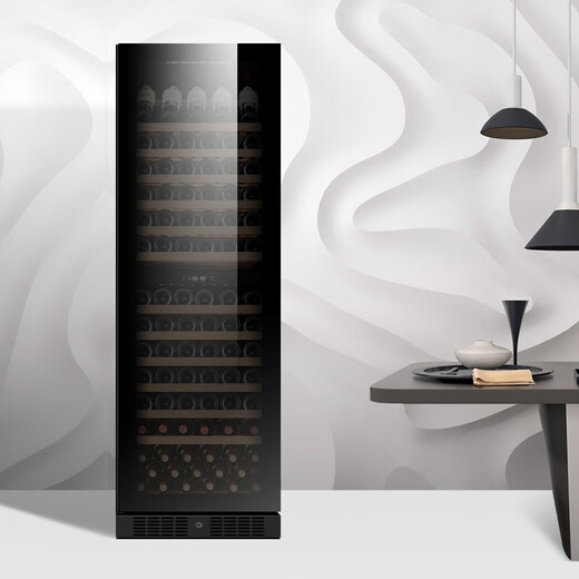 PULADI large capacity red wine cabinet constant temperature wine cabinet embedded air-cooled compressor home wine office refrigerator black full glass door dual temperature 416L 150 bottles