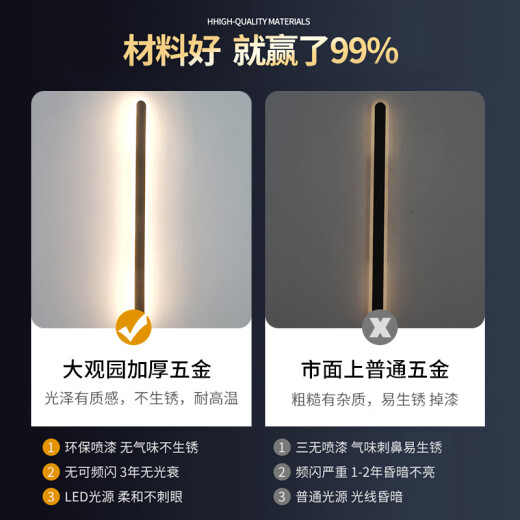 XMSJ outdoor wall light minimalist outdoor long strip light villa wall wall light courtyard column exterior wall washing light 9227-Rainproof model 9227-240cm-Three color light-