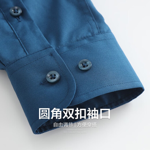 Shanshan (FIRS) velvet warm long-sleeved shirt men's coral velvet autumn new solid color thickened business shirt 673 Peacock Blue 40