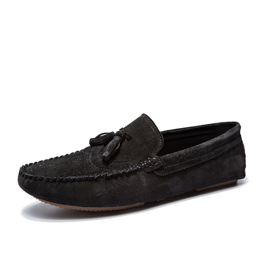 
Dengjian Doudou shoes men's soft sole summer anti-slip one-foot lazy shoes casual back-velvet flat-soled internet celebrity loafers driving shoes 9880 brown [four seasons] 37