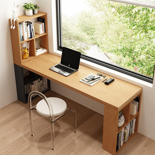 OSTRADAN solid wood computer desk pine wood bookcase table with storage wall bookshelf home integrated log student double table customized photo shoot