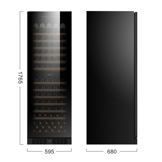 PULADI large capacity red wine cabinet constant temperature wine cabinet embedded air-cooled compressor home wine office refrigerator black full glass door dual temperature 416L 150 bottles