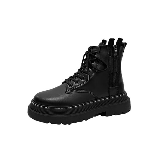 Lekali Martin boots men's boots British fan boots high top leather boots trendy cool autumn and winter new style boots large size work shoes Martin boots men's boots black [42]