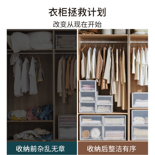 TENMA plastic clothing quilt drawer storage box 26 liters visual installation-free drawer box storage box single pack