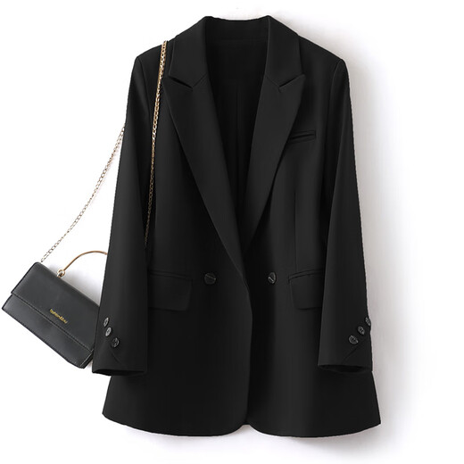 Guixuege Small Suit Women's 2024 Spring and Autumn New Korean Style Loose Short Suit Jacket Women's Casual Suit Top Black M (100-110Jin Jin is equal to 0.5 kg)