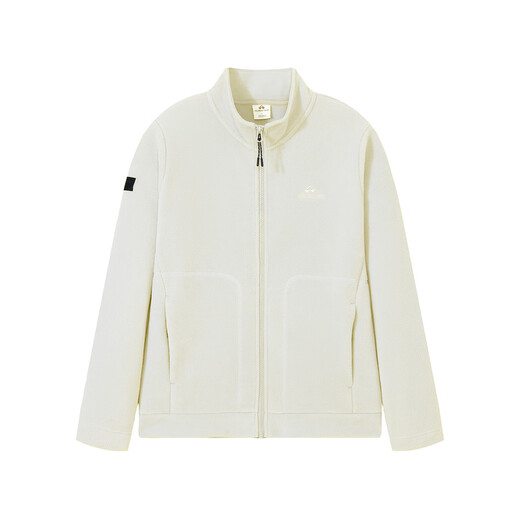 Pathfinder Polar Fleece Jacket Men's Stand Collar Autumn and Winter Fleece Jacket Liner Thickened Warm Jacket Women's Outdoor Casual Top Off-White M
