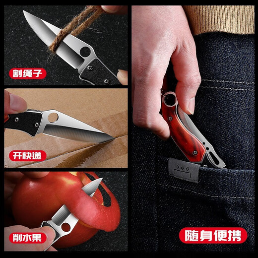 OPPEIN Folding Fruit Knife Household Knife Stainless Steel Sharp Fruit Knife Outdoor Hand Knife Multifunctional Portable Knife Hand Knife with Tail Ring