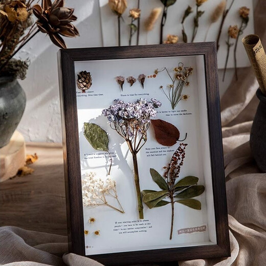 Lekali dried flower photo frame diy hollow frame table birthday gift eternal flower rose plant specimen display frame dried flower photo frame A4 log lamp + glue + ribbon