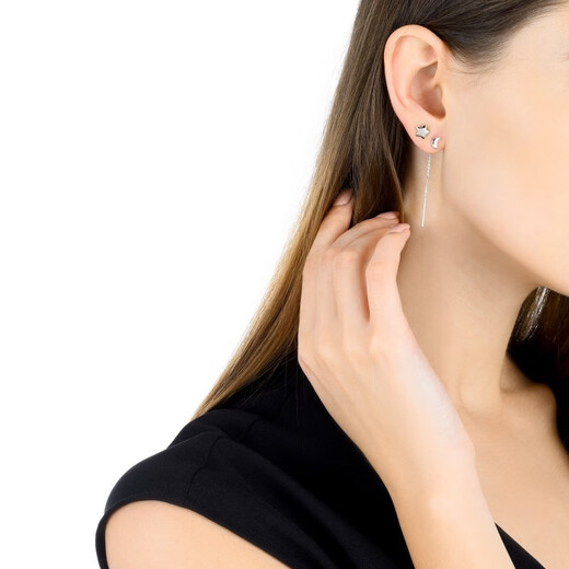 Chow Sang Sang Pt950 platinum earrings Love Decode five-pointed star platinum single earrings for men and women 89813E