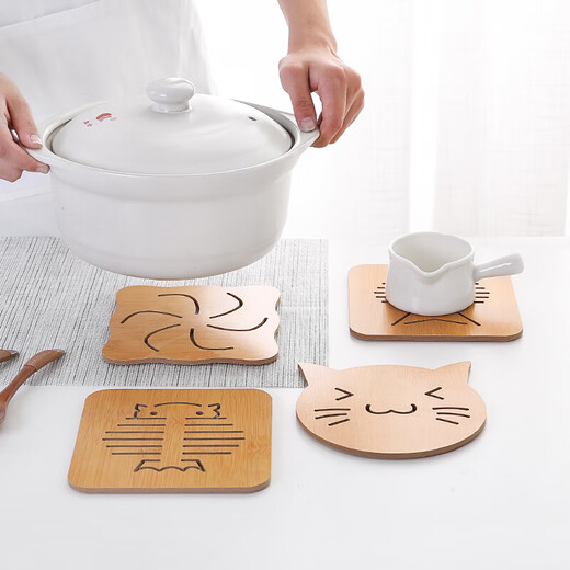 【10片装】隔热垫家用杯垫碗垫子厨房木质防烫盘垫餐垫菜盘子茶杯餐桌垫随机发货 5个餐垫