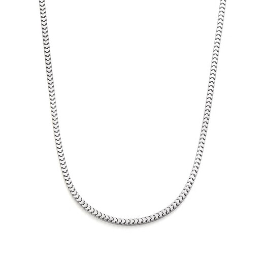 IDEAGEMER925 silver keel chain necklace men's fashion trend simple niche versatile stacking single chain plain chain for boys keel chain-50CM